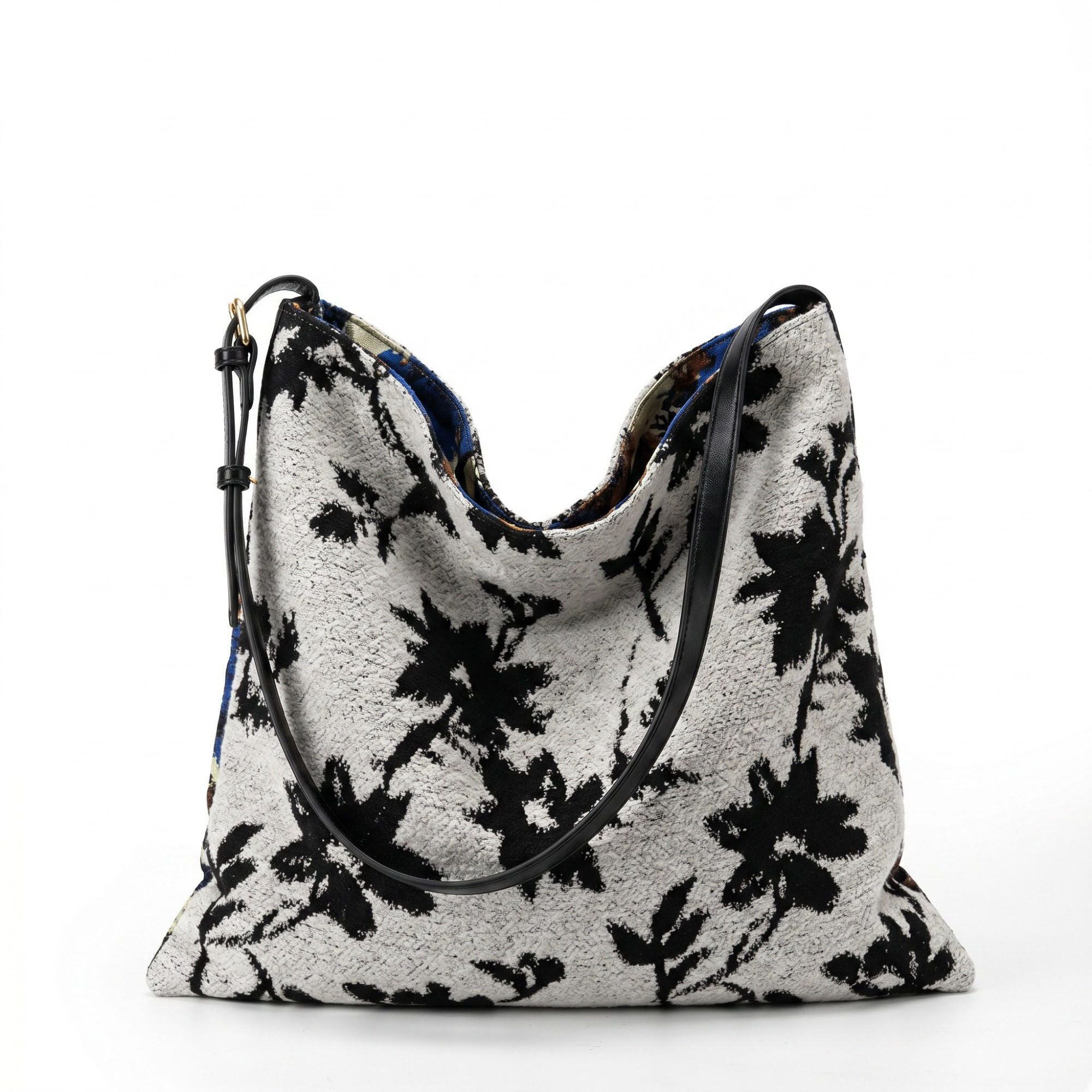Oversized Printed Hobo Shoulder Bag with Adjustable Strap