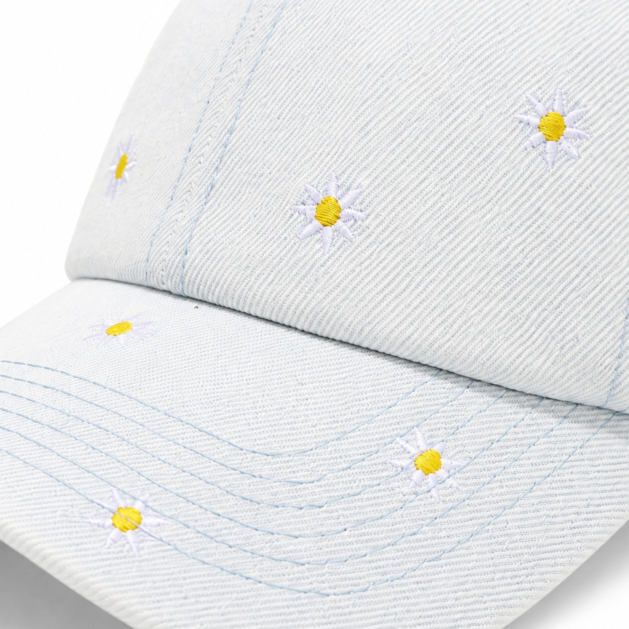 Denim Baseball Cap Daisy Embroidered Adjustable Dad Hat