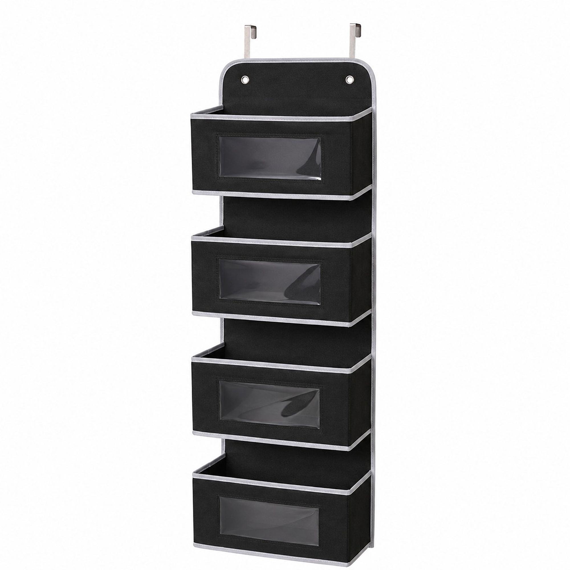 Organizador Colgante de Almacenamiento de 4 Niveles con Bolsillos de Ventana Transparente para Puerta, Pared o Armario