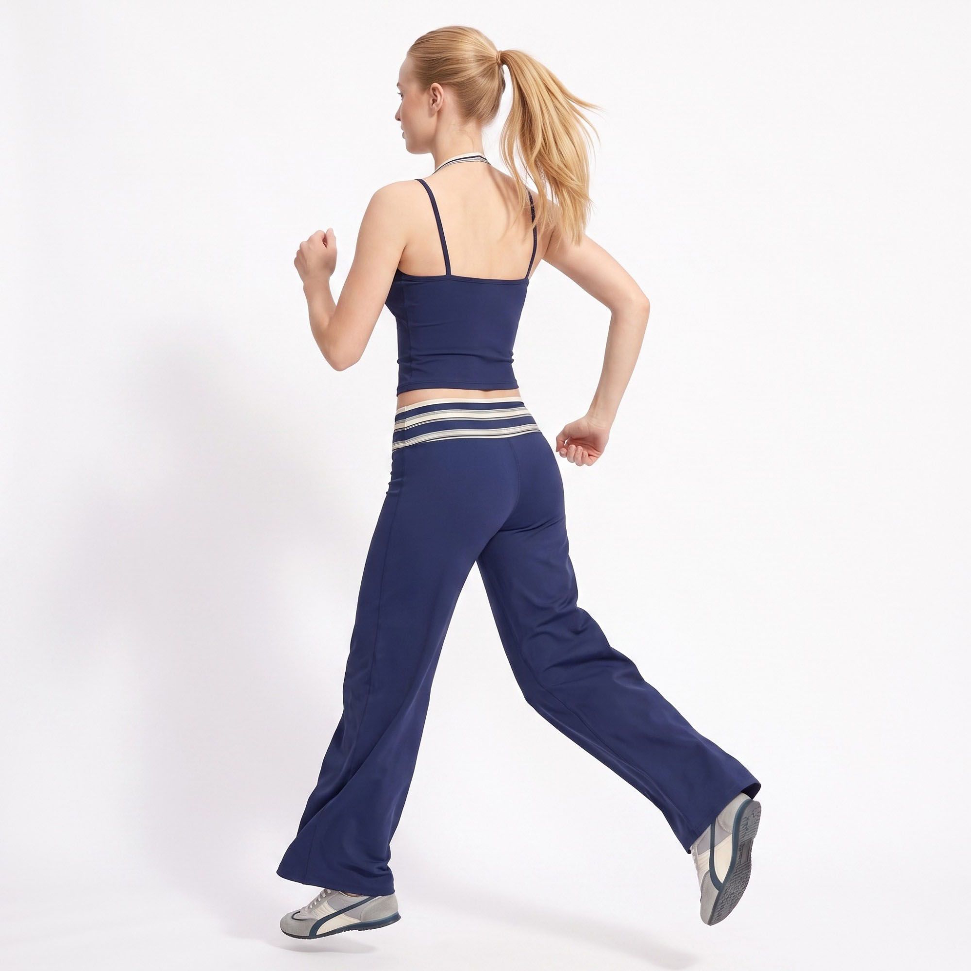 Layered Striped Halter Cropped Active Tank Top with Slim Straps for Workouts and Athleisure