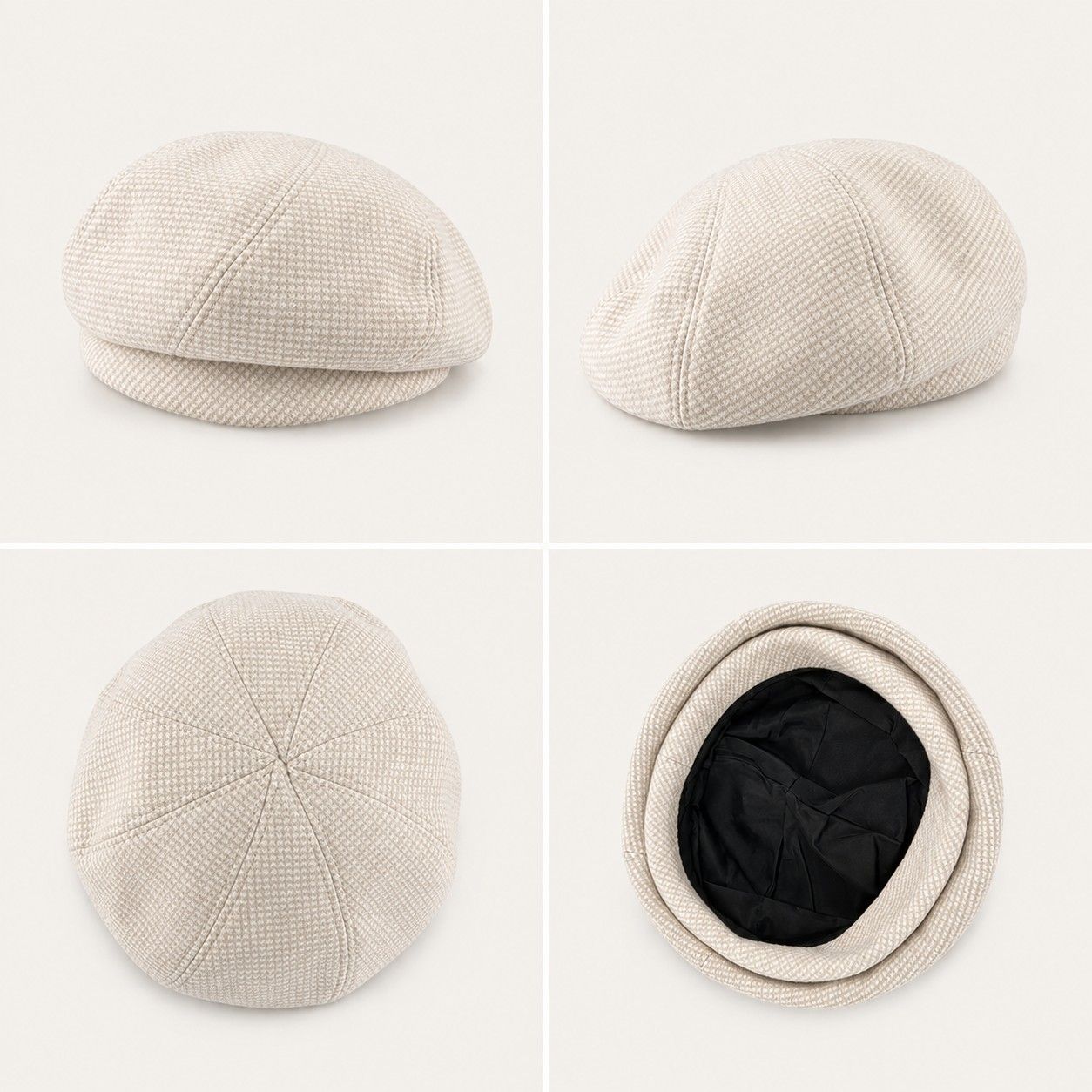 Wool Blend Houndstooth Beret Hat Vintage Painter Cap for Fall Winter