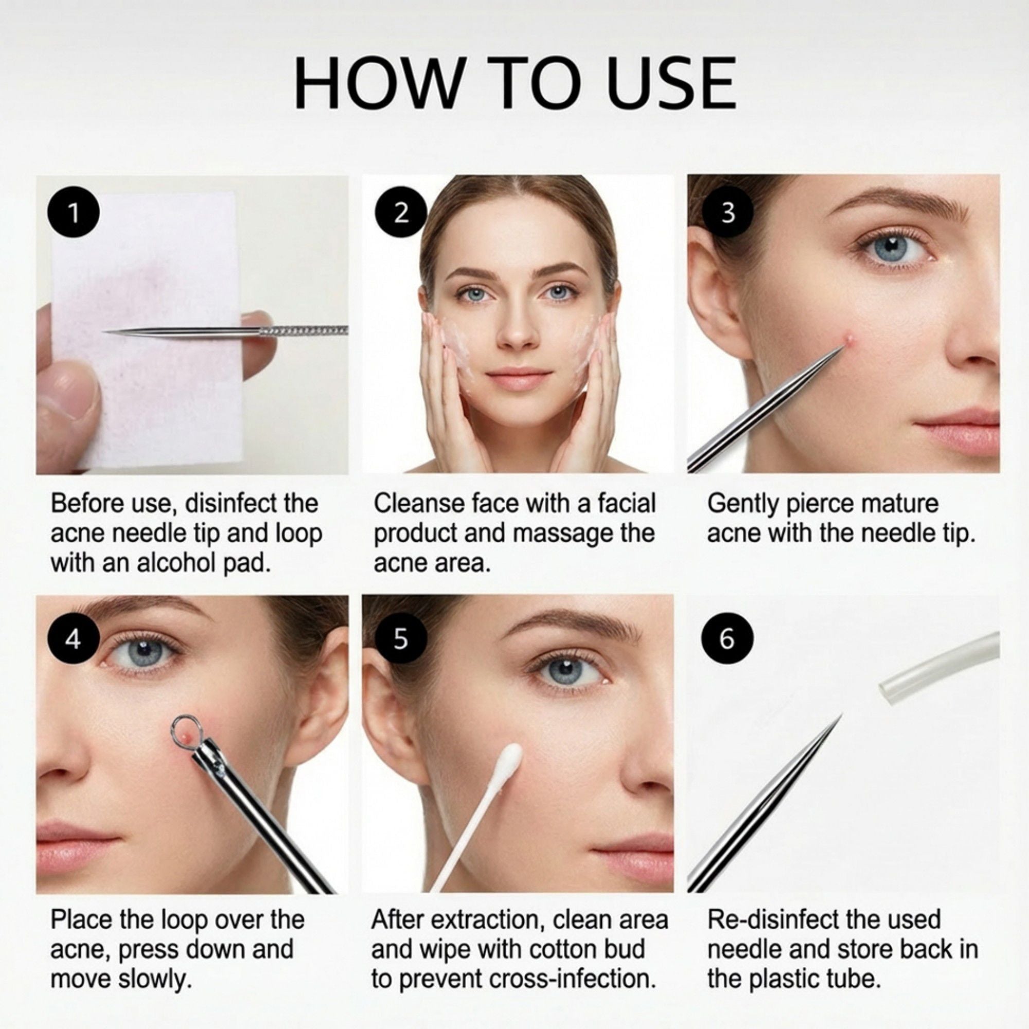 5-Piece Stainless Steel Blackhead and Blemish Removal Tool Set with Storage Case for Facial Care