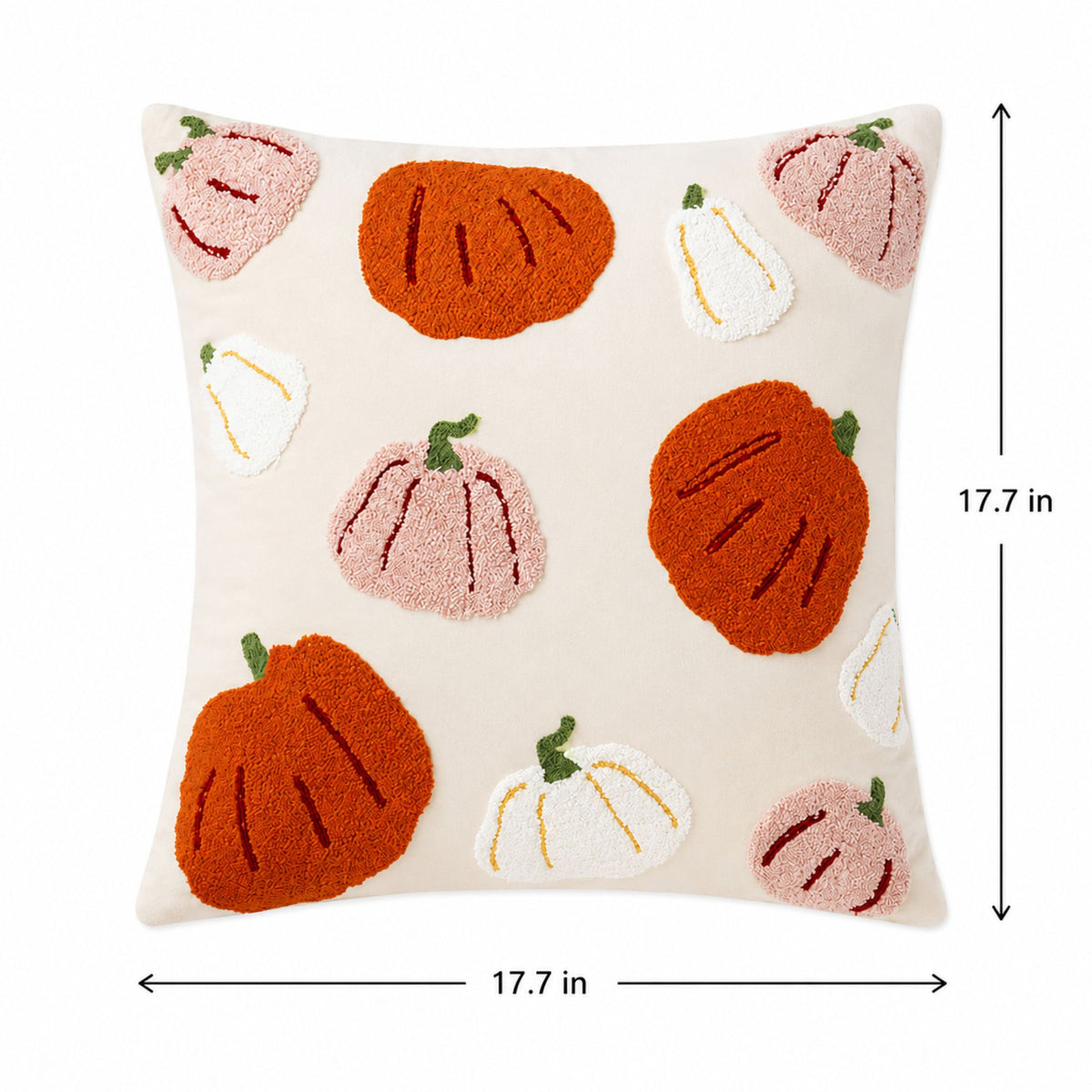 Halloween Pumpkin Embroidered Decorative Throw Pillow Cover 17.7x17.7in