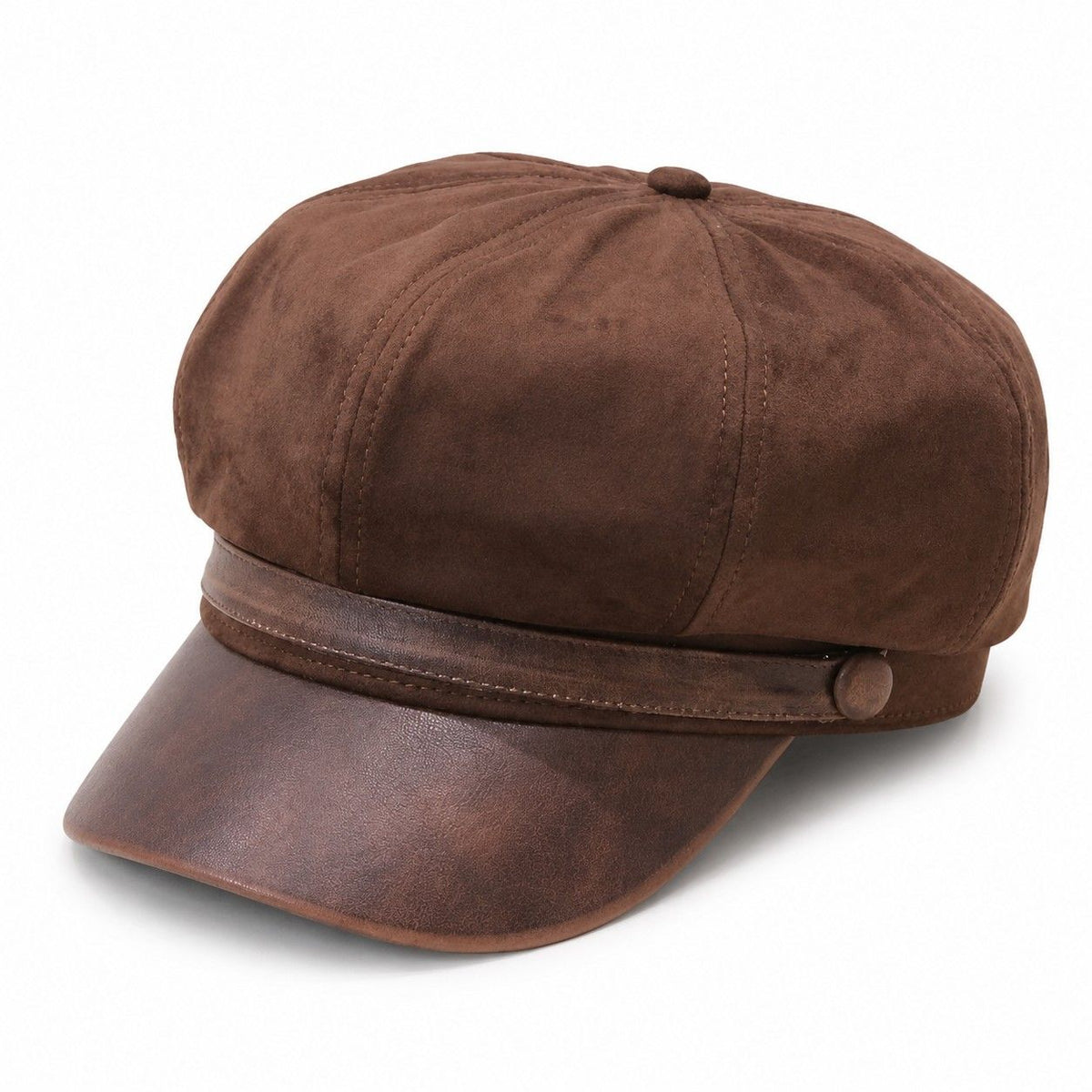 Faux Suede Newsboy Cap with Contrast Brim Vintage Baker Boy Hat