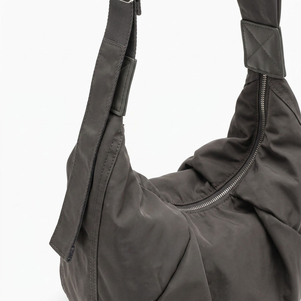Oversized Crescent Sling Bag with Wide Adjustable Strap and Top Zipper 17.5x10x6.5in