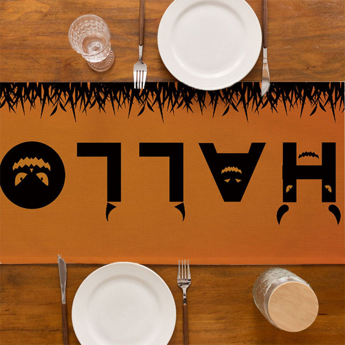 Halloween Family Party Table Runner Kitchen Tablecloth Decor