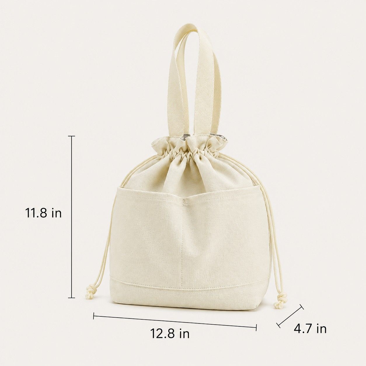 Insulated Drawstring Lunch Bag with Front Pockets Reusable Lunch Tote