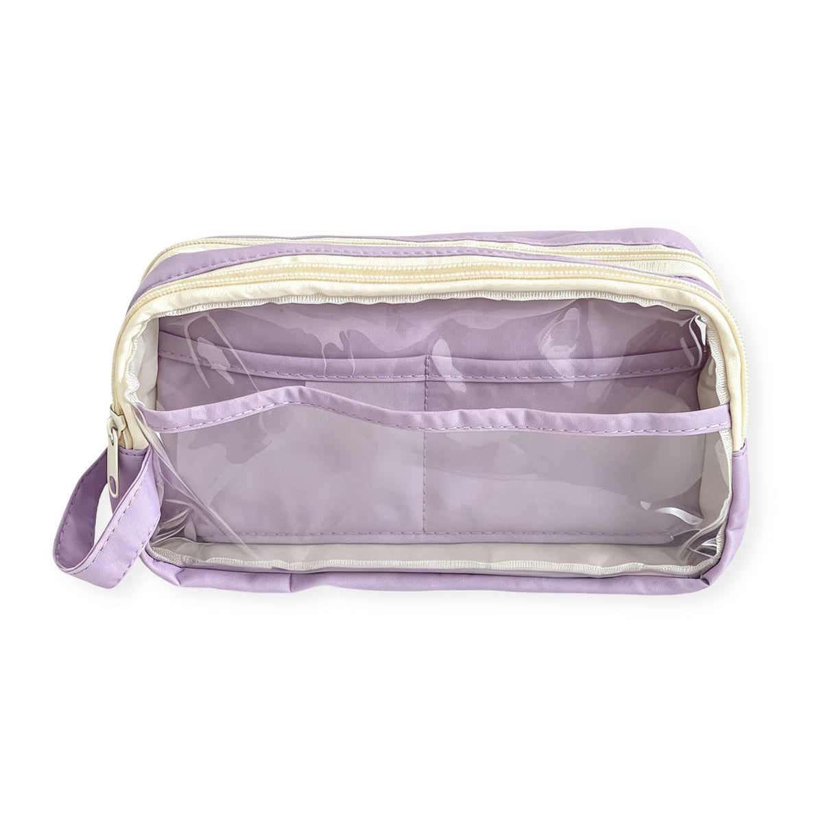 Large Capacity Clear Pencil Case Double Compartment Zipper Pouch with Handle