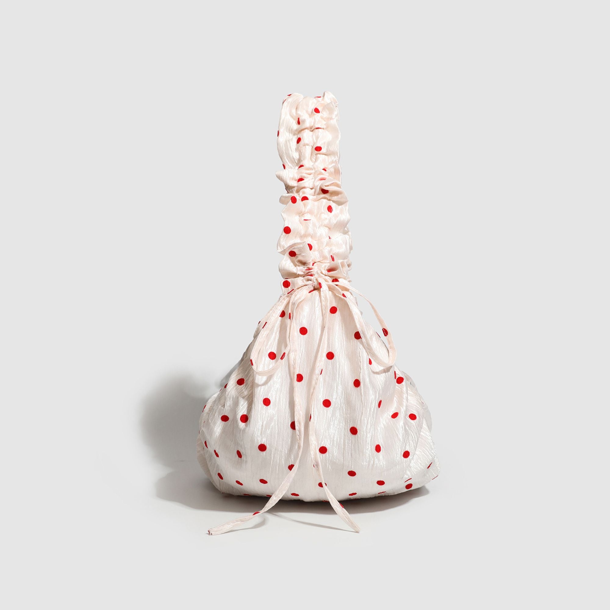 Polka Dot Ruched Shoulder Bag with Soft Slouchy Shape
