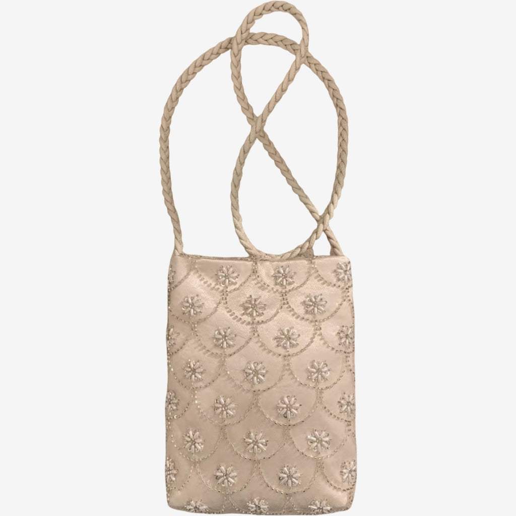 Beaded Embroidered Shoulder and Crossbody Bag for Elegant Occasions