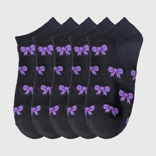 Anna-Kaci Women's No - Show Socks with Bow Pattern for Casual 5Pk
