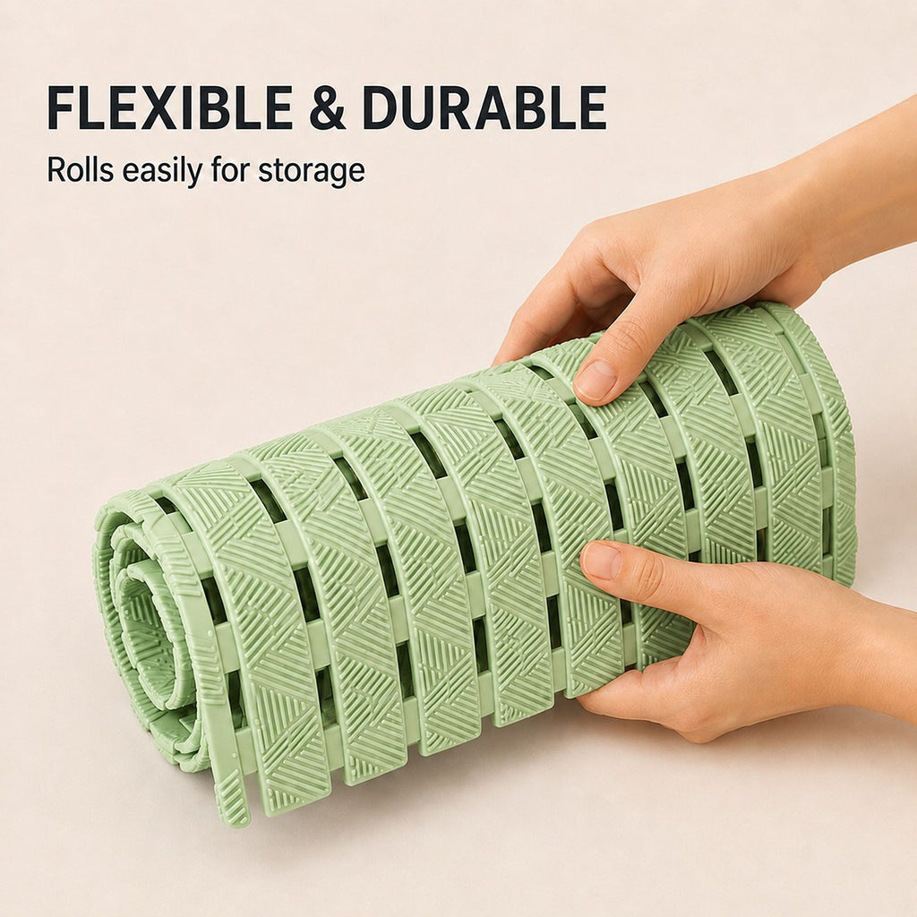 Slatted Nonslip Shower Mat Quick Drain Bath Mat 15.7 x 27.6 Inches