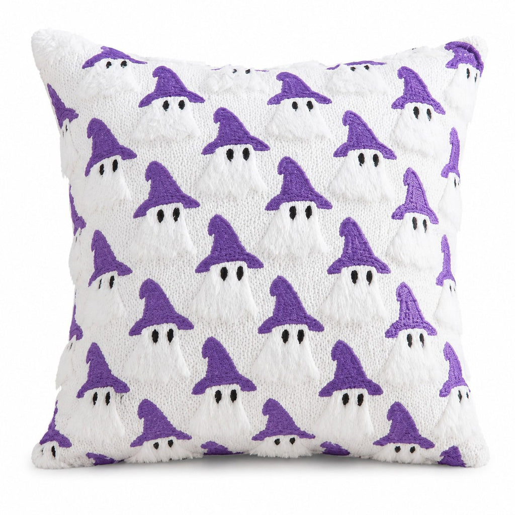 Halloween Tufted Witch Ghost Throw Pillow Cover for Couch Bed and Chair
