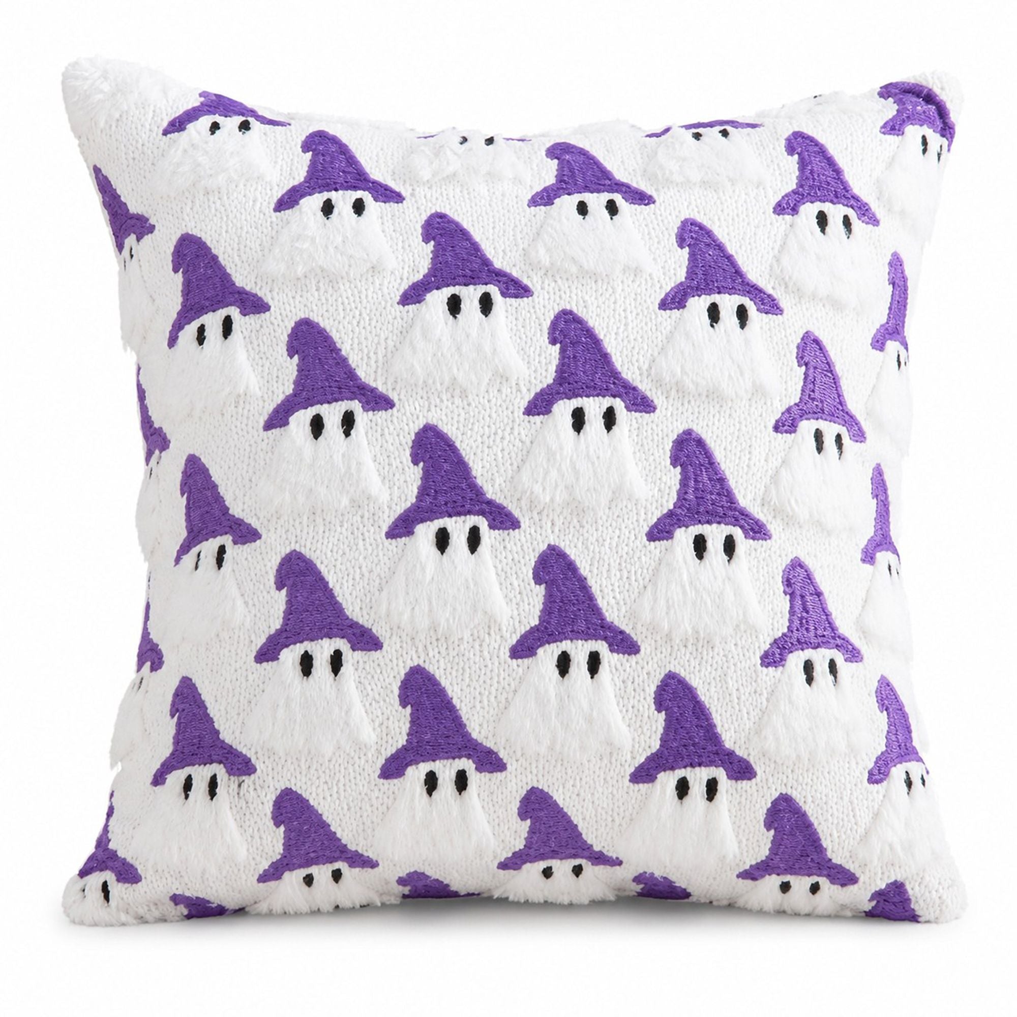 Halloween Tufted Witch Ghost Throw Pillow Cover for Couch Bed and Chair