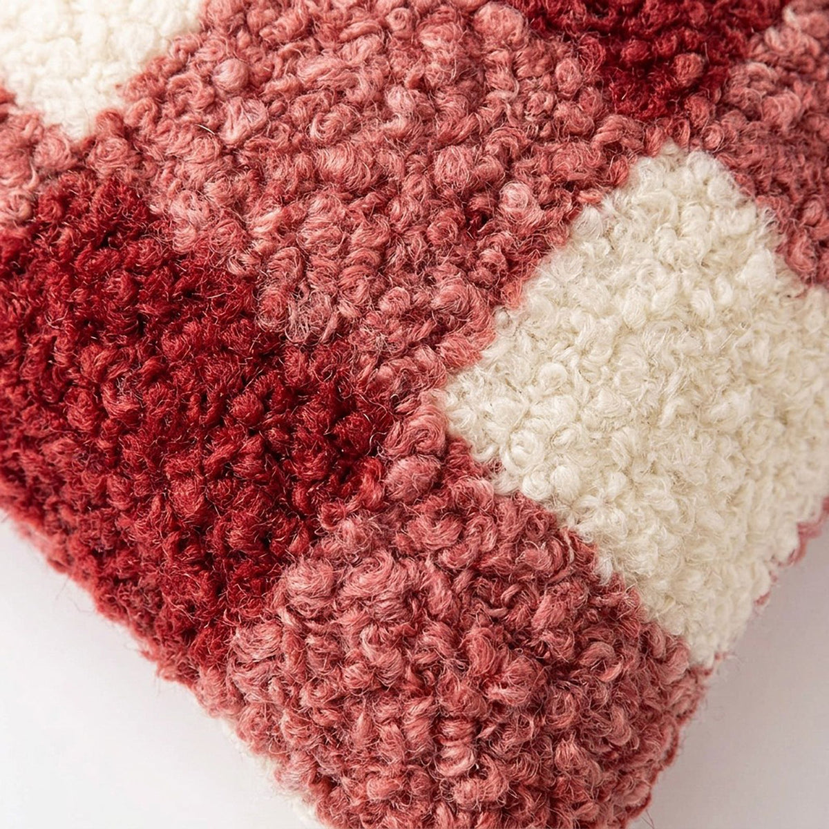 Plush Boucle Gingham Checkered Decorative Throw Pillow Cover for Cozy Home Decor 17.7 x 17.7in
