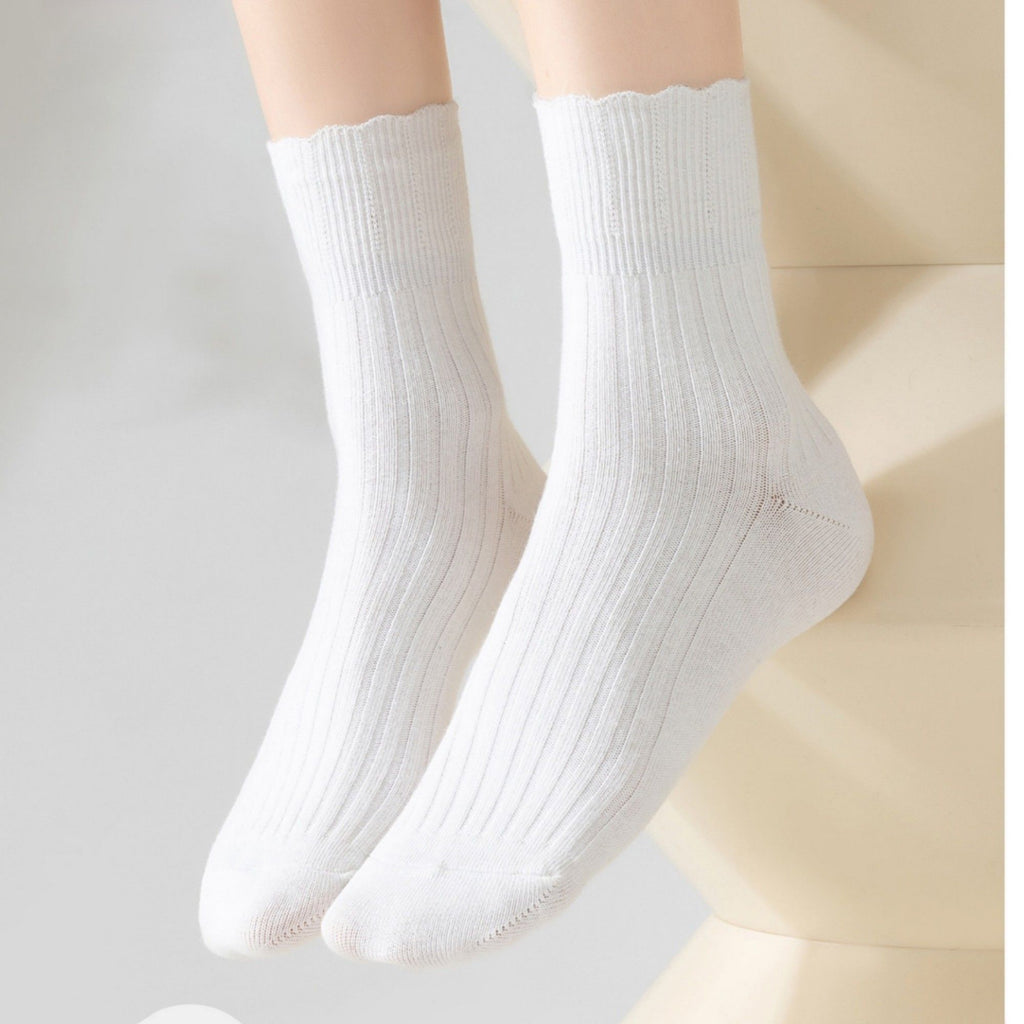 Anna-Kaci Women's Ribbed Crew Socks with Elasticized Top Cuff for Swollen Feet Non-Binding Comfortable Fit 3-Pack
