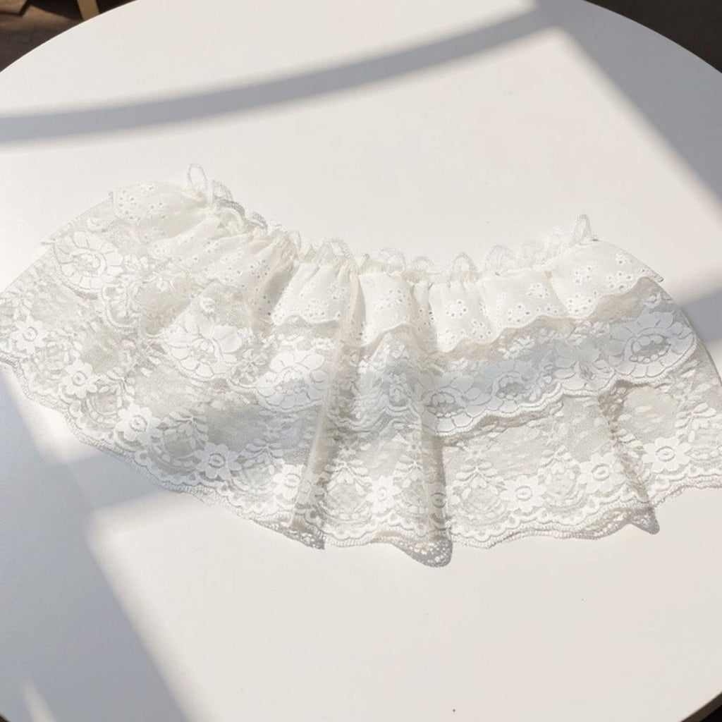 Anna-Kaci Women's Ruffled Lace Overlay Waist Belt with Scalloped Hem and Ribbon Tie 45.5in