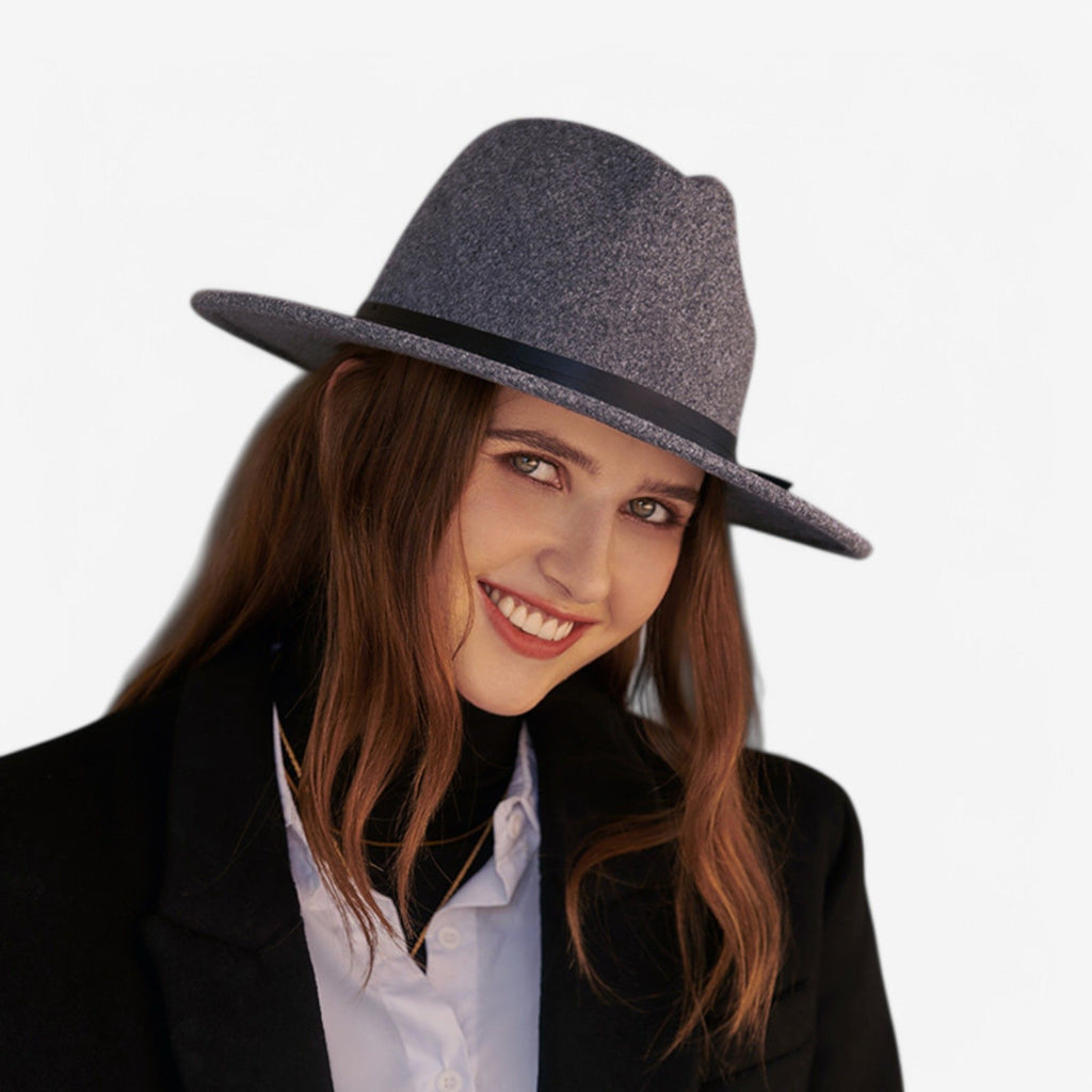 Anna-Kaci Women's Wool Felt Fedora Hat with Wide Brim and Structured Design