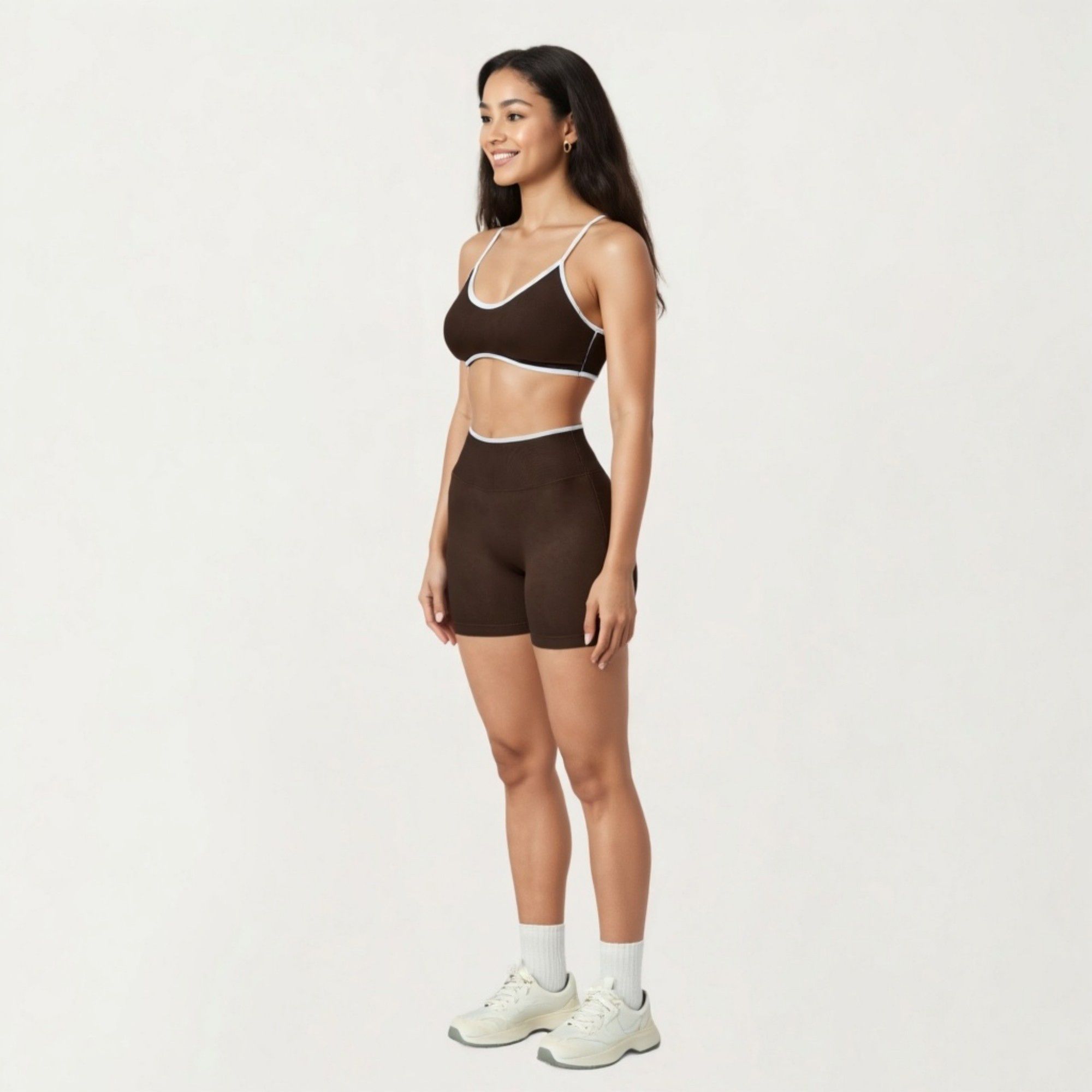 Anna-Kaci Active Women's Contrast Trim Scoop Neck Sports Bra with Adjustable Spaghetti Straps