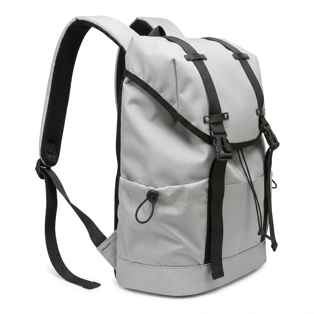 Large Flap Backpack with Drawstring Closure Buckle Straps Side Pockets and Padded Shoulder Straps