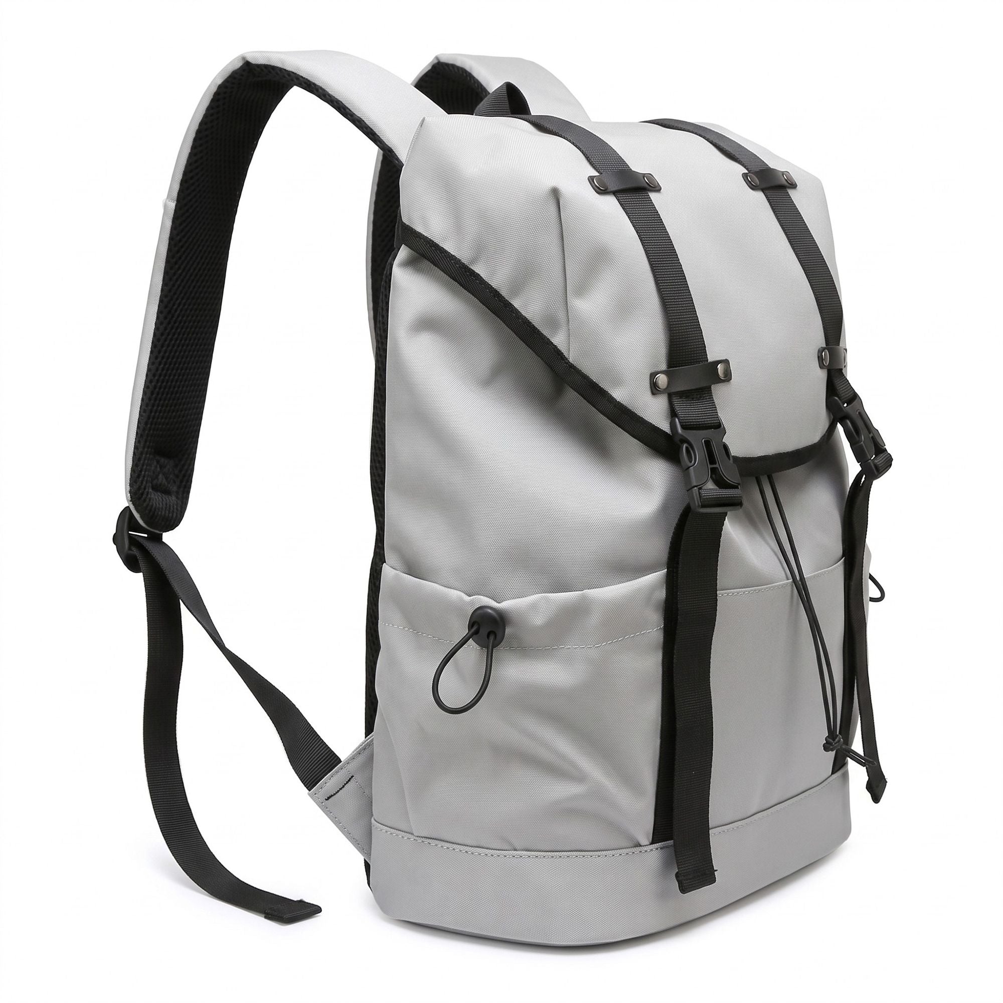 Large Flap Backpack with Drawstring Closure Buckle Straps Side Pockets and Padded Shoulder Straps