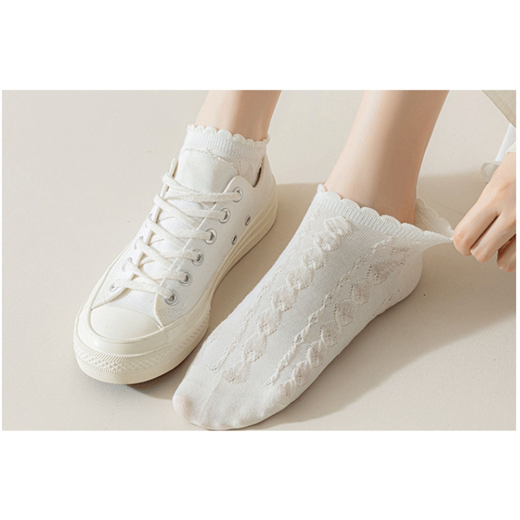 Anna-Kaci Women's 3-Pack Sheer Lace Ice Silk Ankle Socks with Floral Knit Design Lightweight Breathable Style