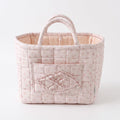 Floral Quilted Fabric Storage Tote with Handles and Pocket