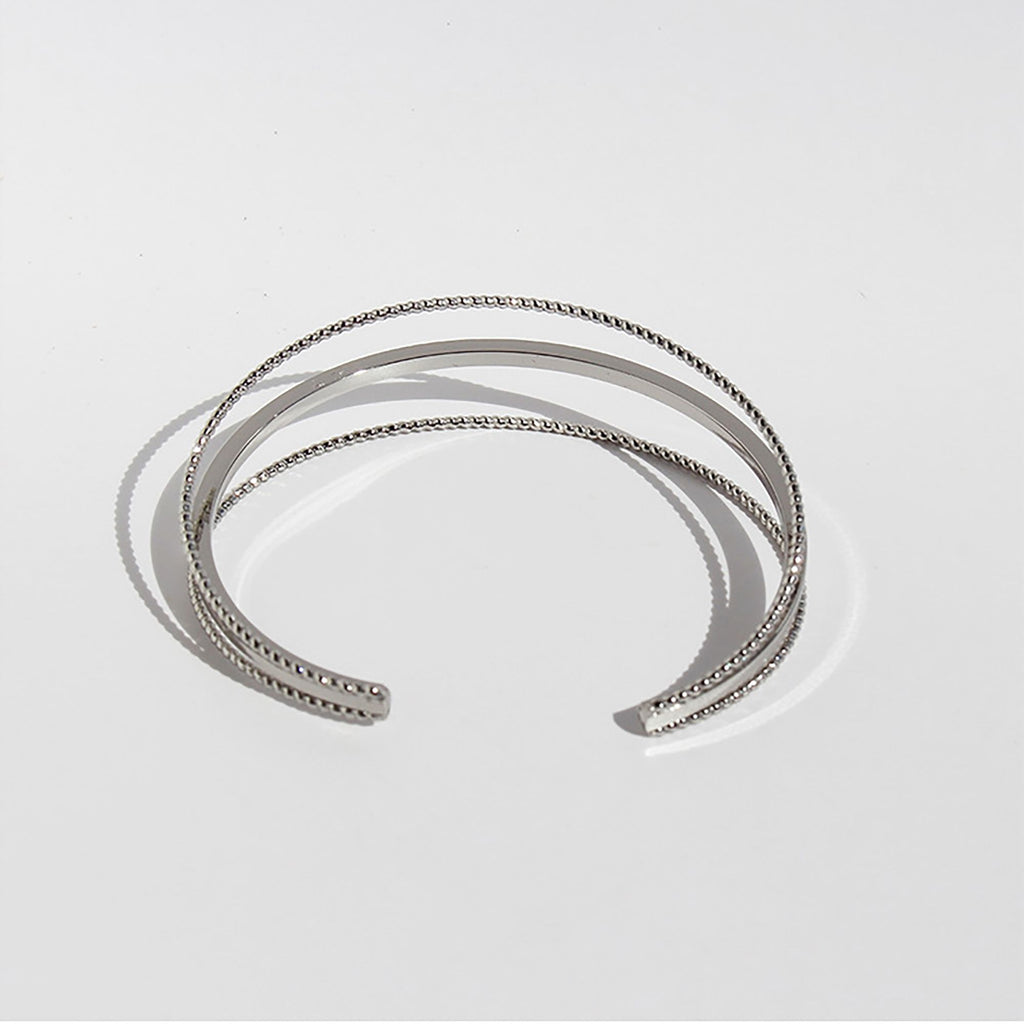 Women's Geometric Layered Cuff Bracelet - Chunky & Chain Mixed Open Bangle for Minimalist Modern Styling