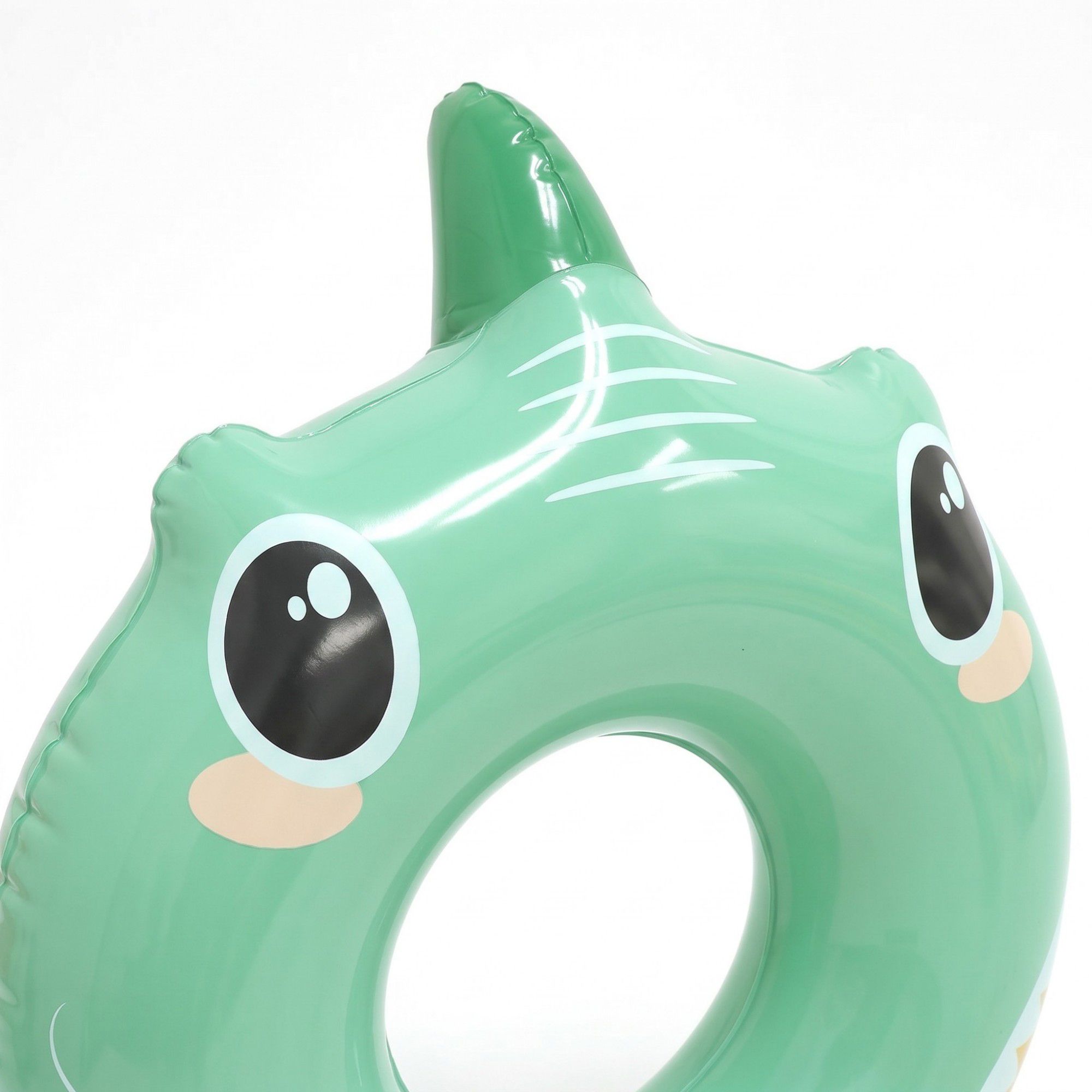 Kids Inflatable Shark Pool Ring with Fin and Cartoon Face