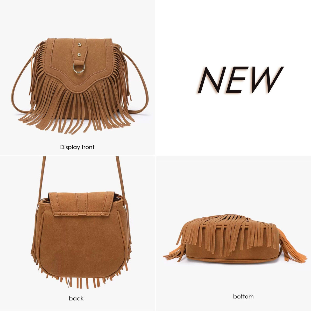 Fringe Crossbody Bag with Flap