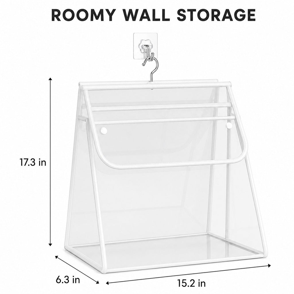 Clear Hanging Wall Storage Bag with Snap Flap Hook Bathroom Organizer