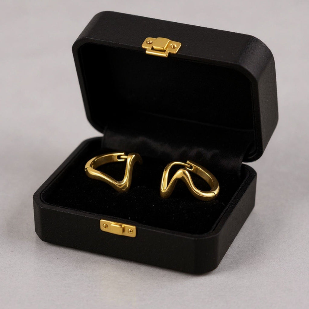 Women's Abstract Wave Hoop Earrings with Sculpted Curved Silhouette and Modern Minimalist Shape for a Sleek Contemporary Accent