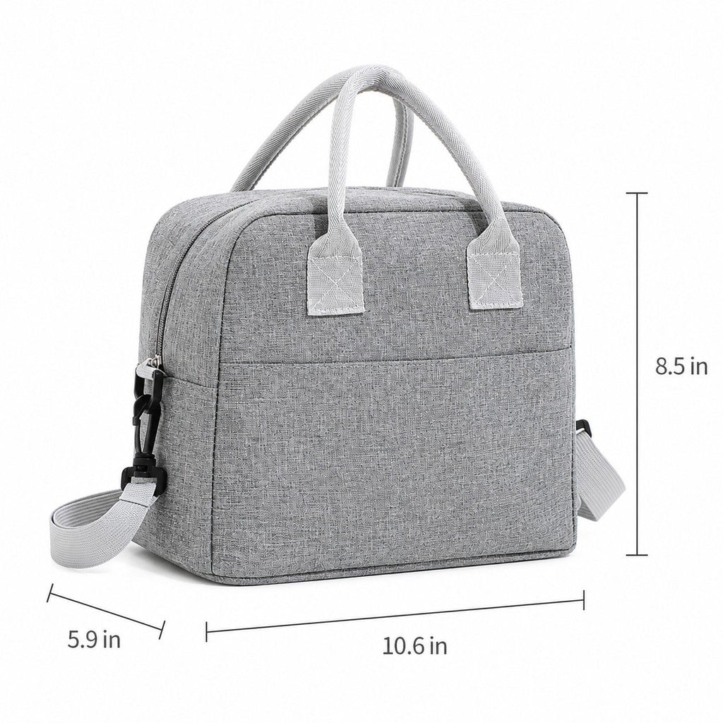 Insulated Lunch Tote Bag with Front Pocket and Adjustable Shoulder Strap