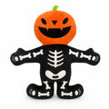 Halloween Pumpkin Skeleton Dog Toy with Built-In Squeaker and Plush Fabric