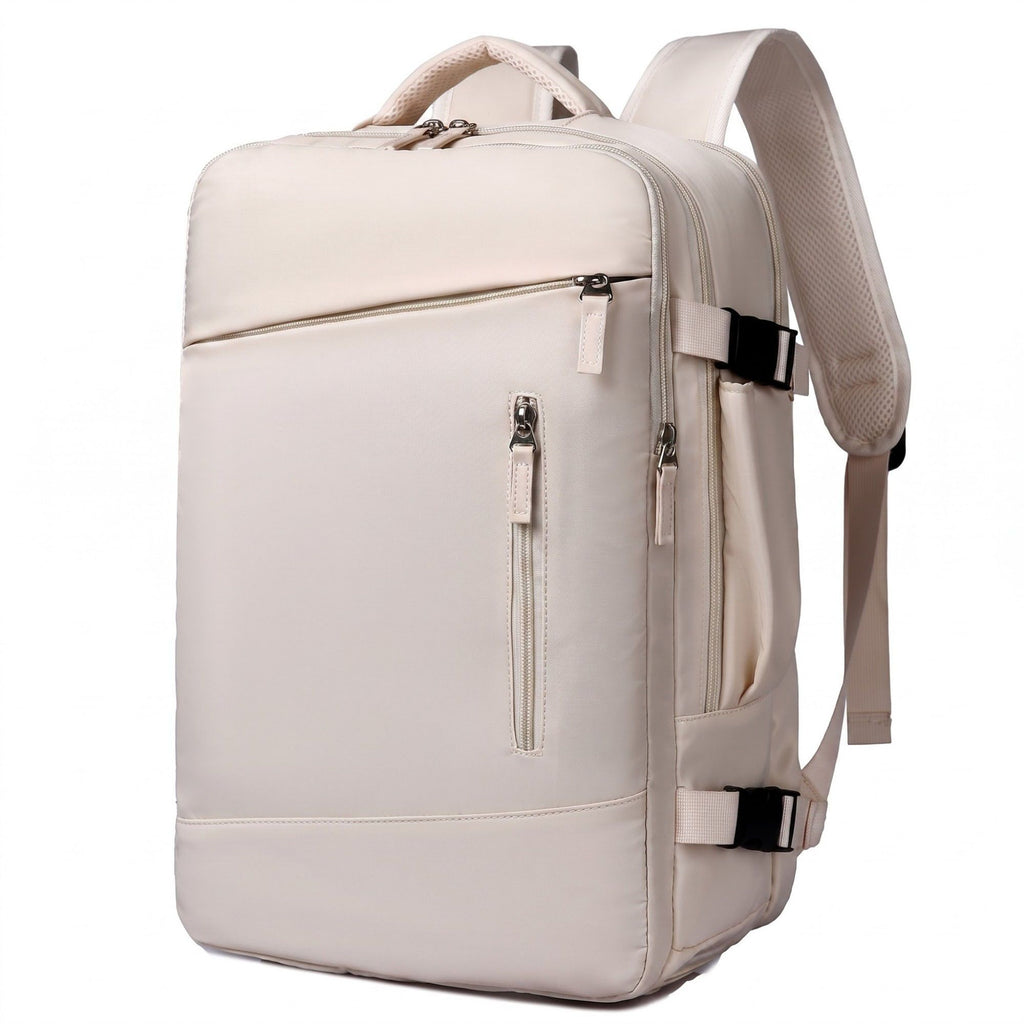 Multi-Compartment Travel Backpack with Padded Straps, Side Pockets and Compression Buckles
