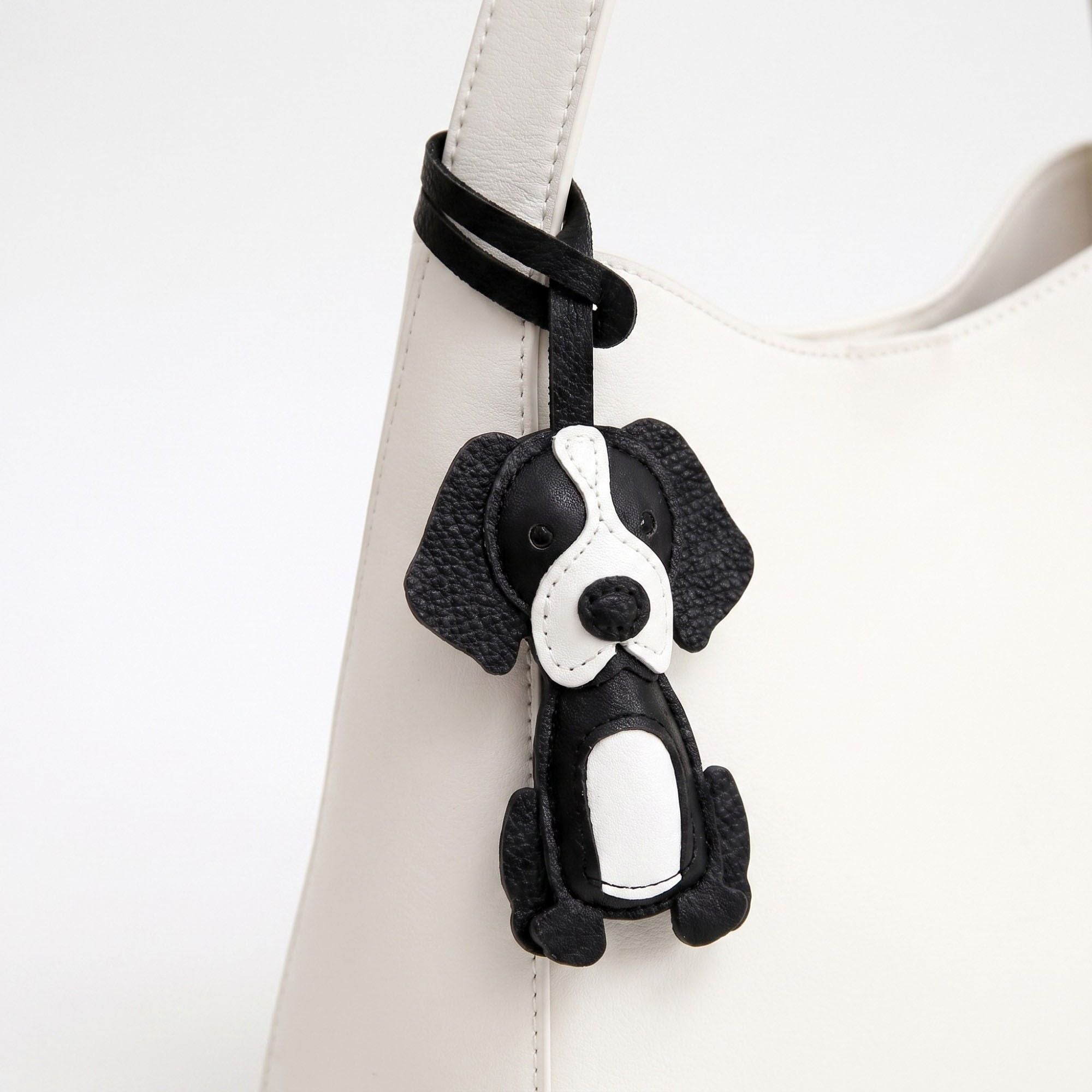 Puppy Dog Bag Charm with Faux Leather Strap