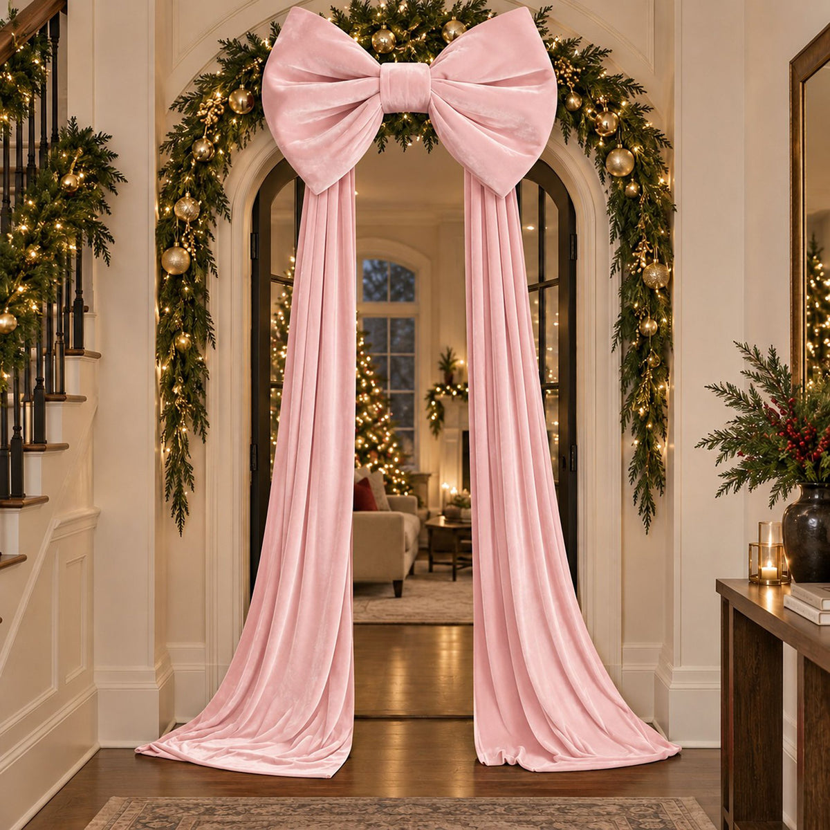 Oversized Velvet Christmas Bow Tree Topper with Long Tails