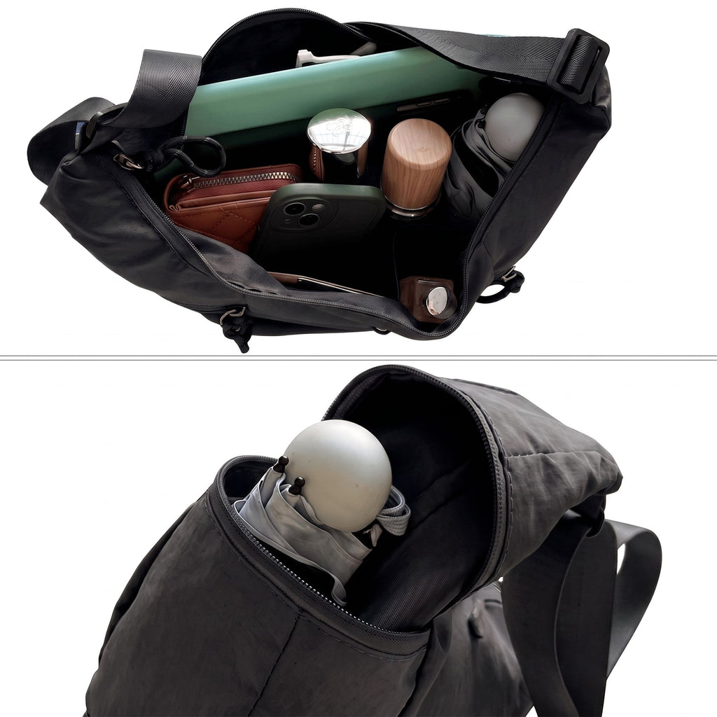 Lightweight Multi Pocket Crescent Crossbody Bag with Adjustable Strap