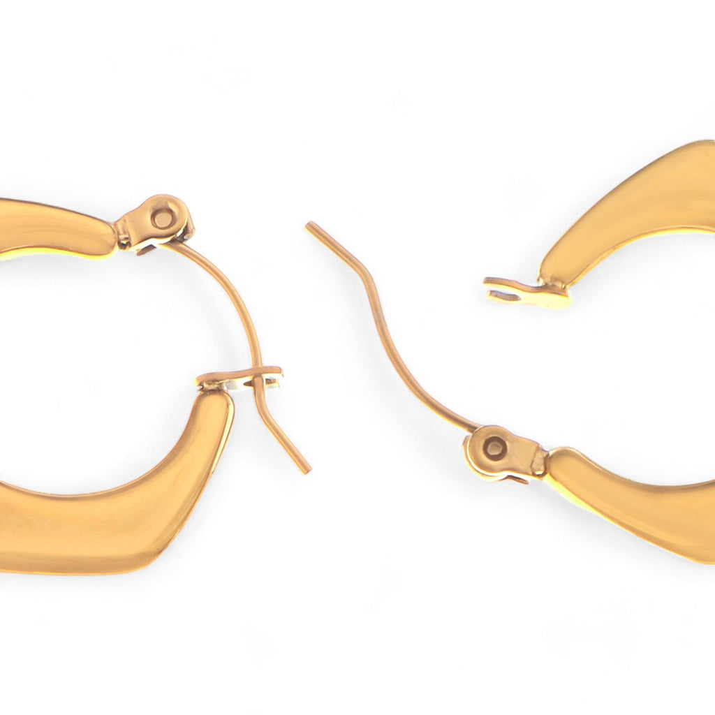Women's Gold Tone Hoop Fashion Earrings with Sculptural Modern Geometric Design