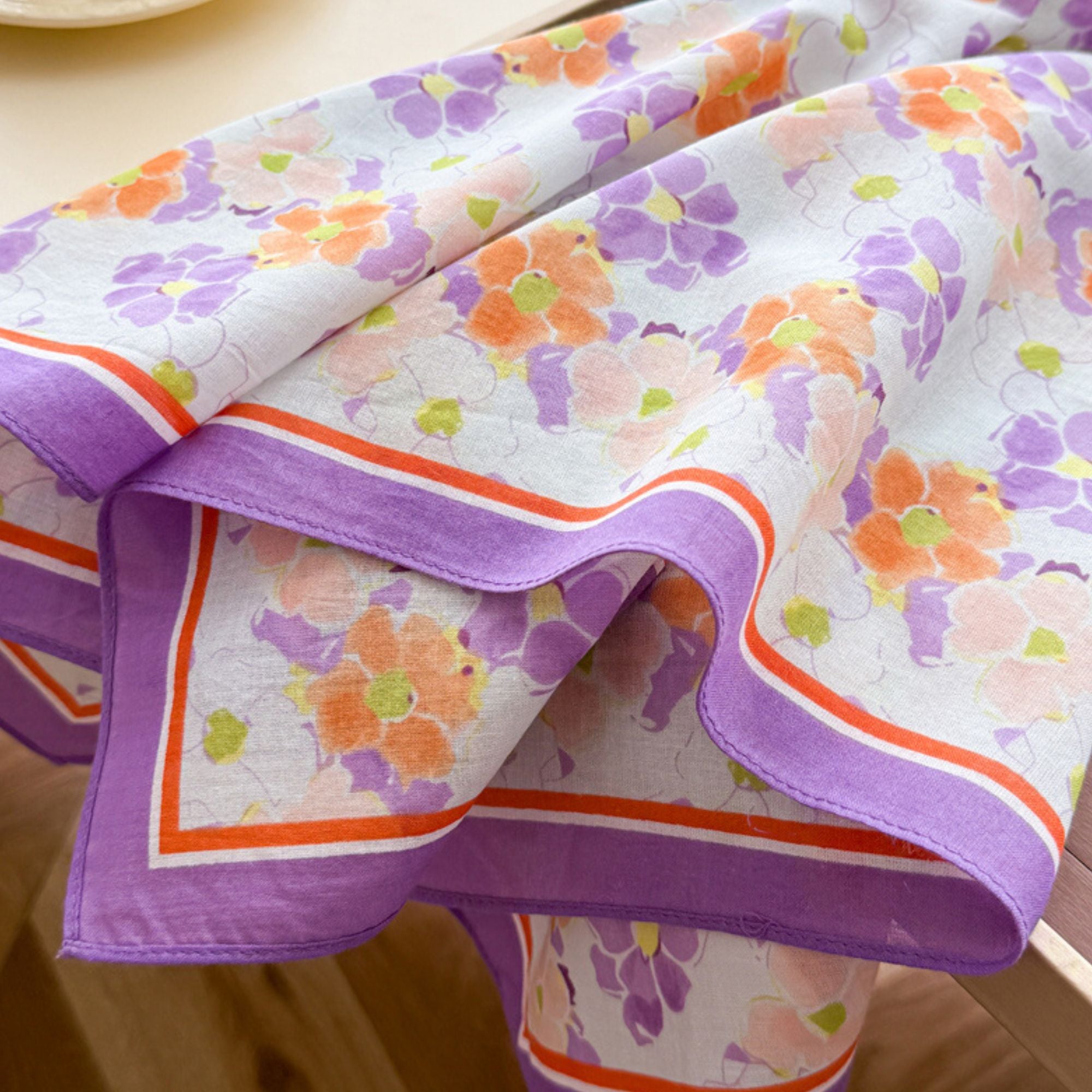 Floral Print Cotton Square Scarf Lightweight Soft Neck Hair Head Scarf Wrap 25.5¡Á25.5 Inches