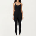 Anna-Kaci Active Women's Scoop Neck Full-Length Activewear Bodysuit with Spaghetti Straps