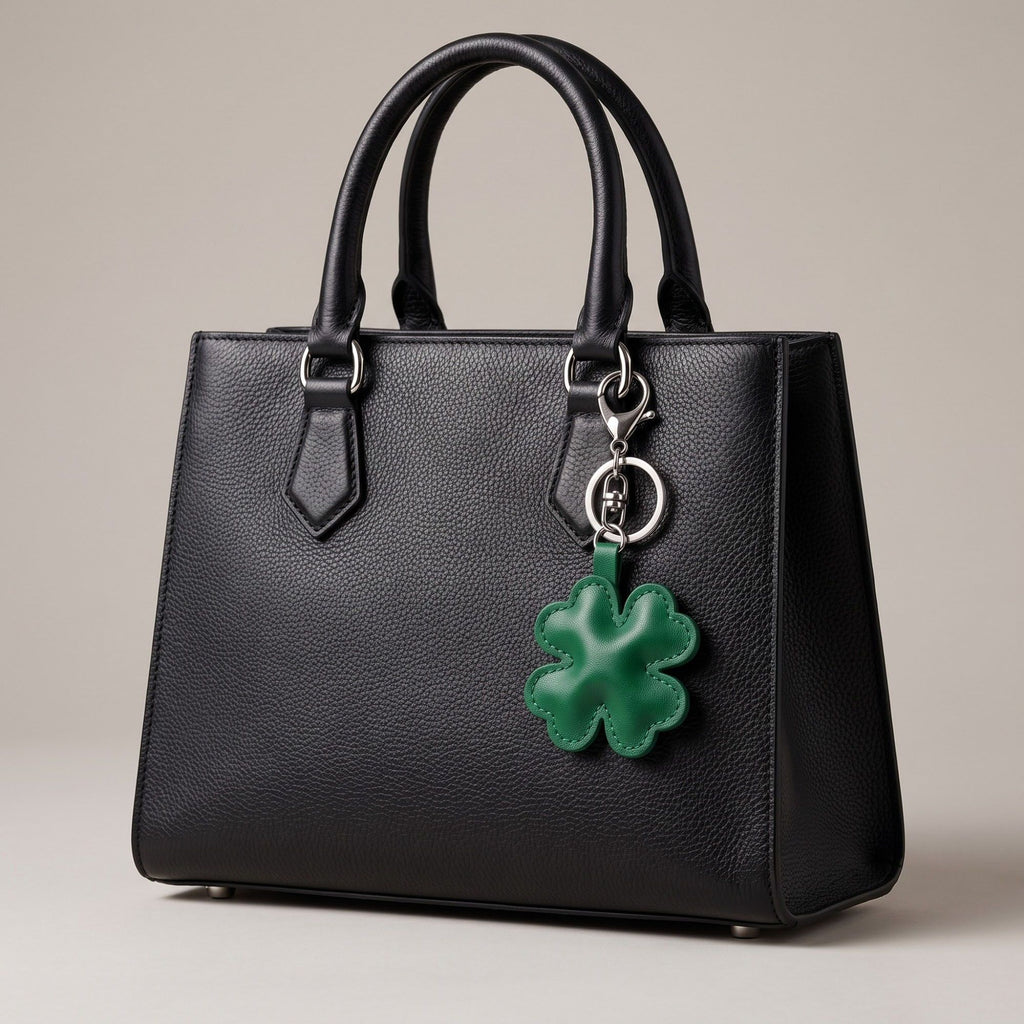 Four-Leaf Clover Bag Charm with Silver Tone Clip