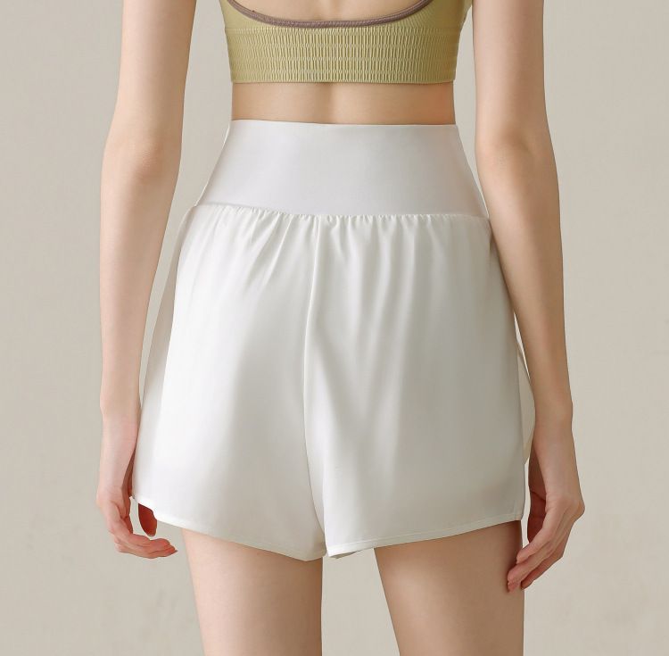 High Rise Running Shorts with Curved Hem and Side Pocket