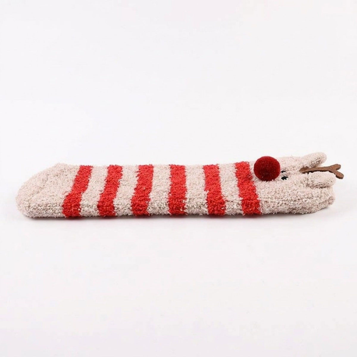 Fuzzy Reindeer Crew Socks 2 Pair US 5-10.5