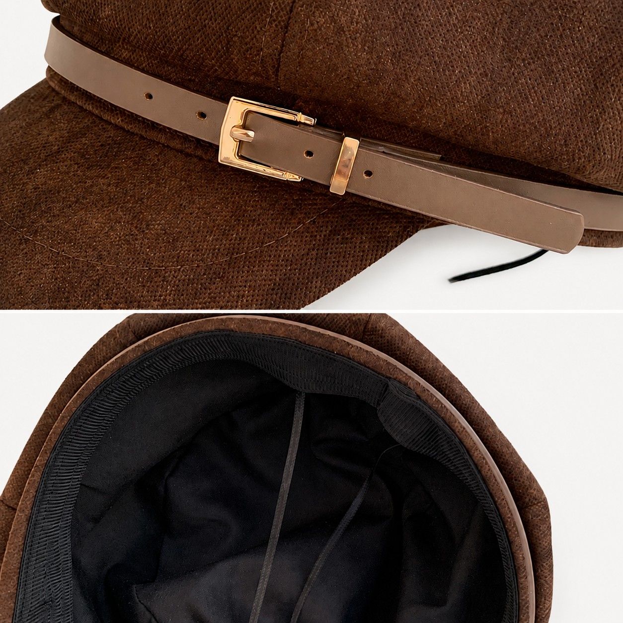 Faux Suede Newsboy Cap Vintage Baker Boy Hat With Buckle Band