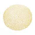 4 Set Round Geometric Cutout Placemats with Modern Floral Design 15in