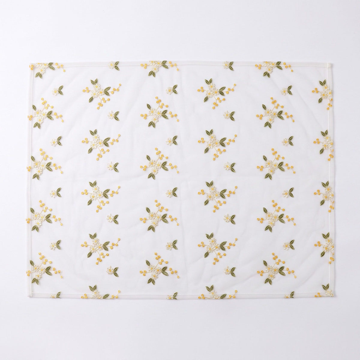 Sheer Floral Embroidered Rectangular Tablecloth 59.1x39.4in