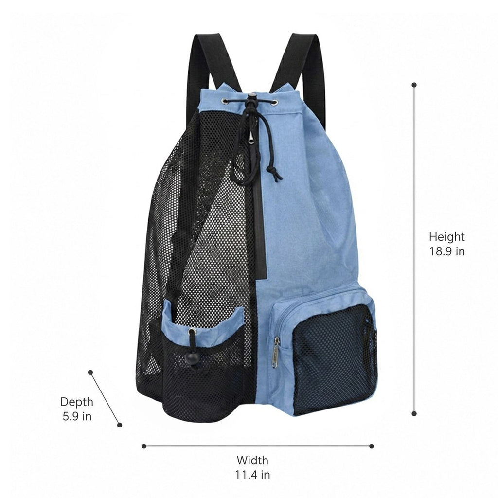Mesh Swim Backpack with Drawstring Closure and Side Pockets