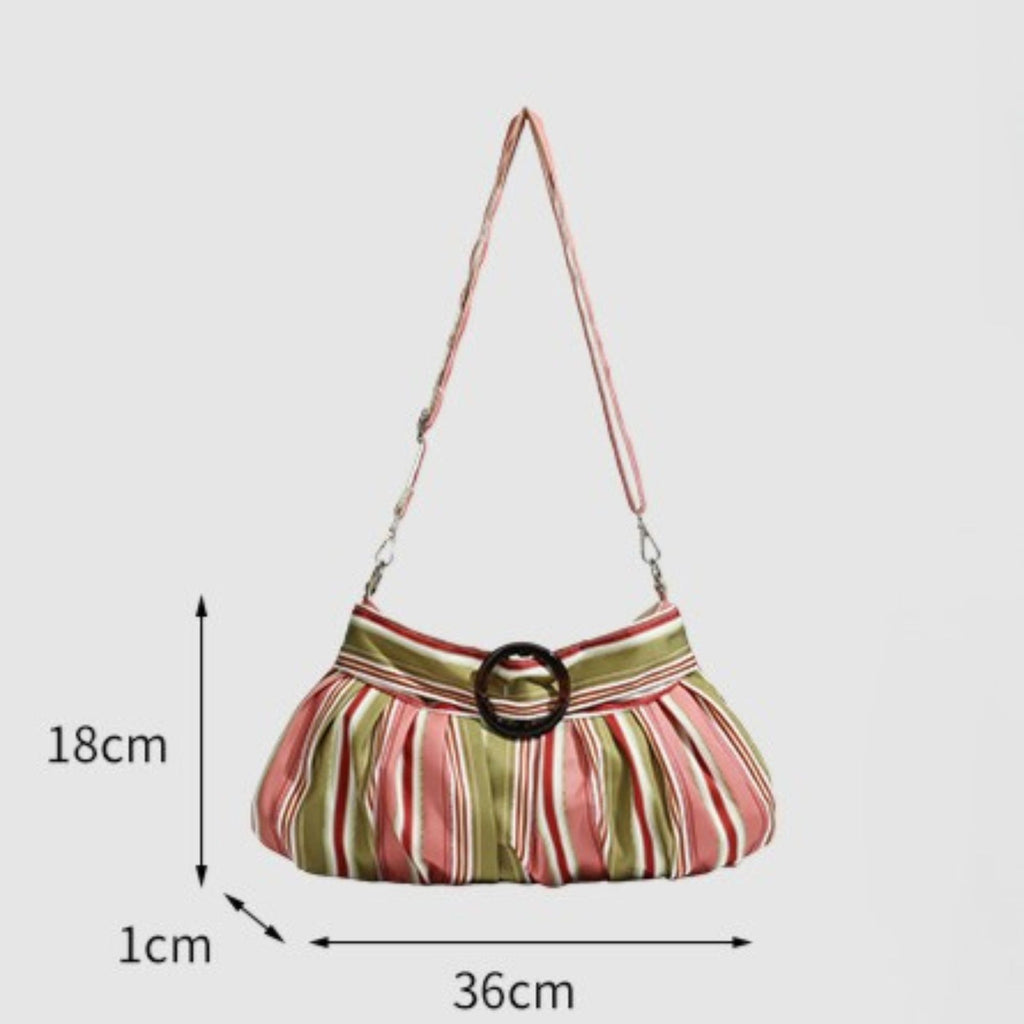 Striped Shoulder Bag for Women, Slouchy Underarm Purse with Adjustable Strap
