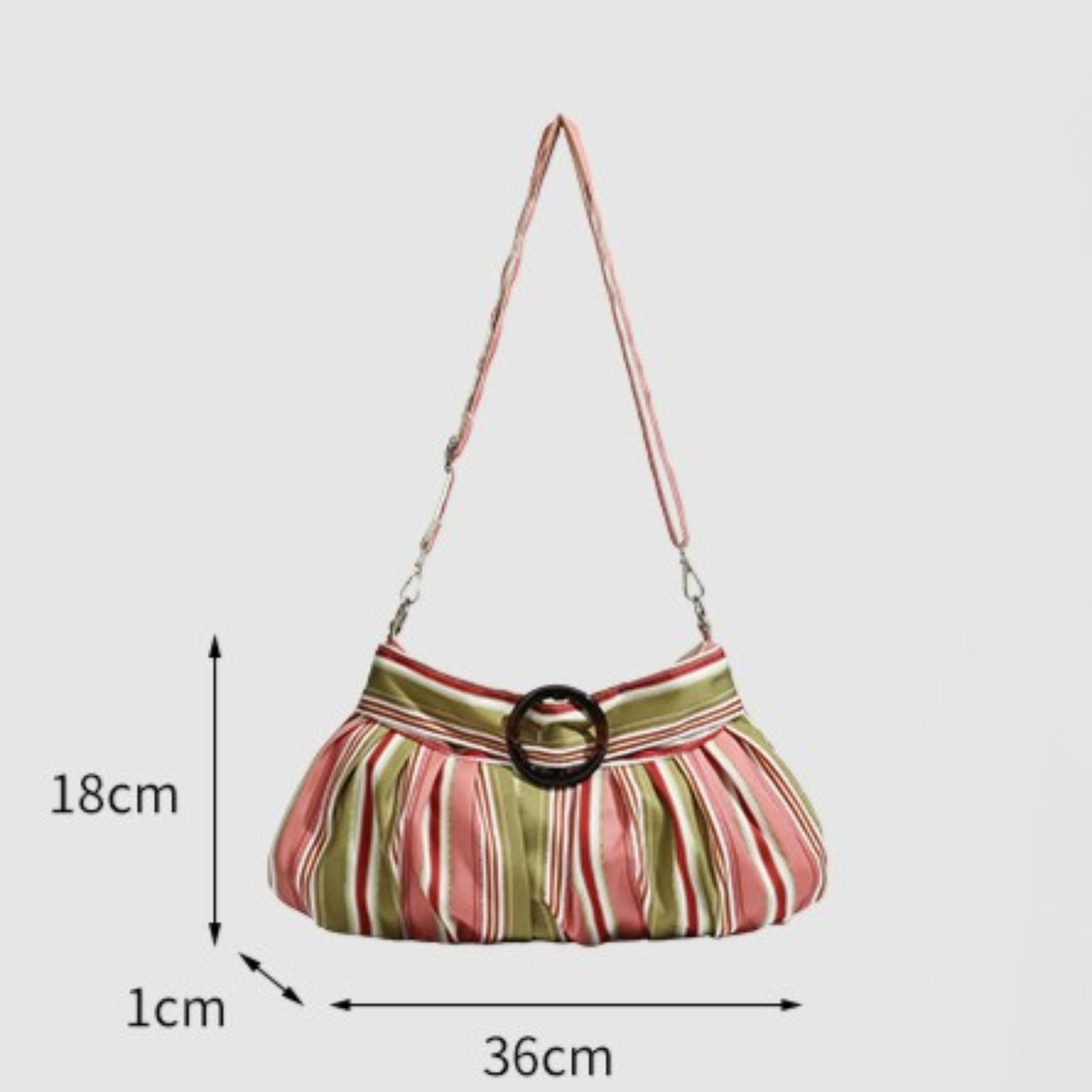 Striped Shoulder Bag for Women, Slouchy Underarm Purse with Adjustable Strap
